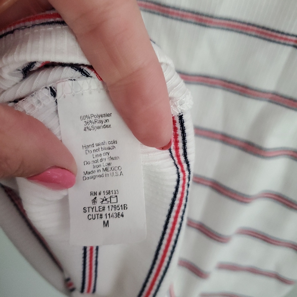 NWT Womens Staccato Red White And Blue Striped Shirt Medium 4th of july - Picture 6 of 6